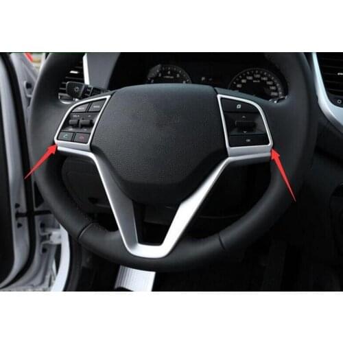 2Pcs/Set For Hyundai Tucson 2015 2016 2017 Car Steering Wheel Sequins Covers Chrome Trim Chromium Styling Decoration