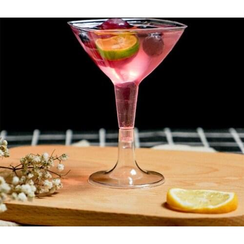 25pcs Hard plastic square mouth goblet wedding birthday party red wine champagne cocktail glass dessert transparent fruit cup