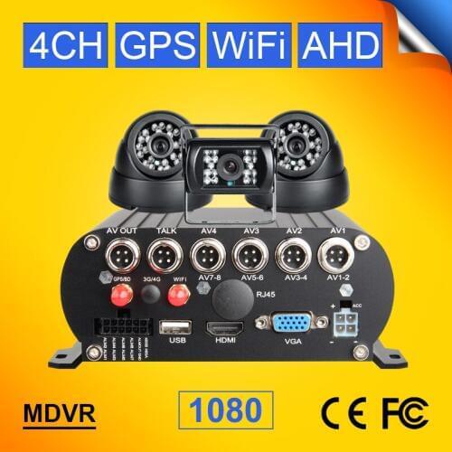 3Pcs Night Vision IR HD Camera 4CH Wifi GPS H.264 Hard Disk SD Vehicle Car Mobile Dvr Kits I/O Alarm G-sensor Real Time Online
