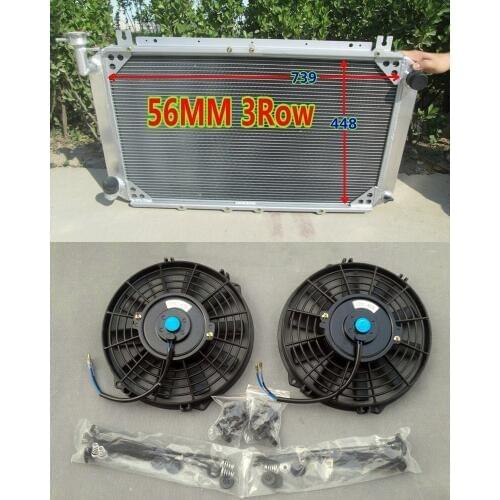 3ROW 56MM Aluminum Radiator & Fans FOR NISSAN Patrol GQ SAFARI 2.8L/4.2L 4200cc DIESEL RD28T TD42 I6 & 3.0L RB30S PETROL Y60 87