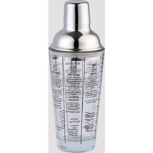 400ML Glass Recipe Cocktail Shaker Bar Tools Measuring Beaker with Stainless Steel Lid