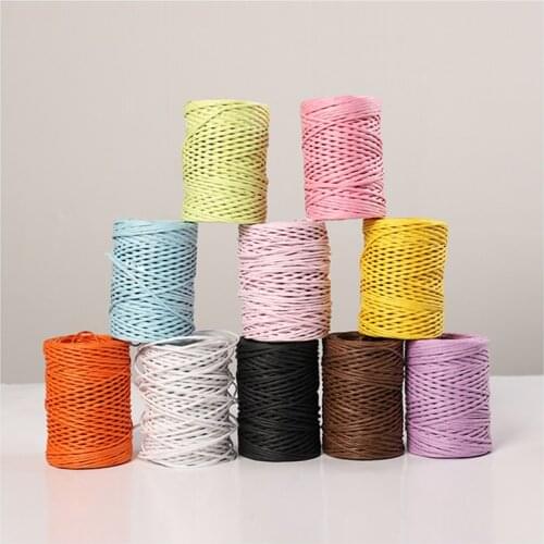 50m Paper Rope With Iron Wire Children Weaving Paper Rattan Handmade DIY Materials To Make Flower Basket Vase 2mm Home Decor