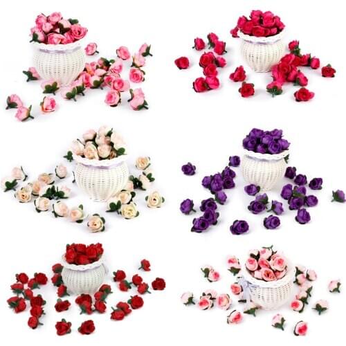 50pcs 3cm Artificial Silk Roses Flower Heads Wedding Party DIY Decor Multicolor