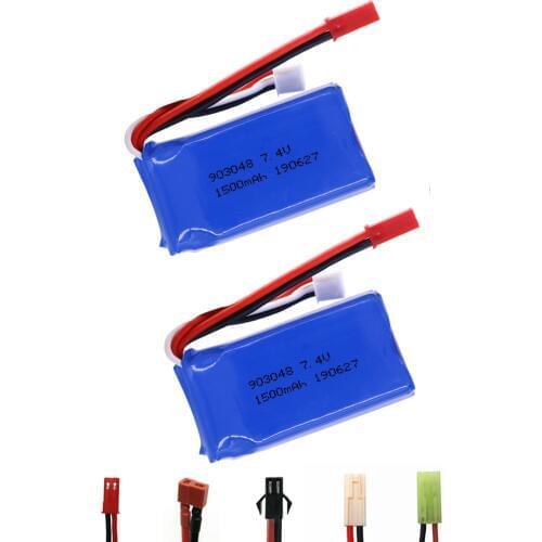 2PCS/set 7.4V 1500mah LiPo Battery For Wltoys V353 A949 A959 A969 A979 k929 7.4v Drone Battery For RC toys Car Helicopter Boats