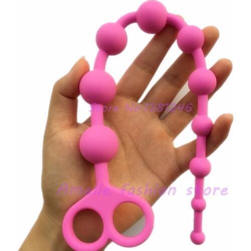 Soft Silicone Anal Ball Butt Plug Large Size Black Anal Beads Silicone Male Prostate Massager Anal Sex Toys for Men and Women