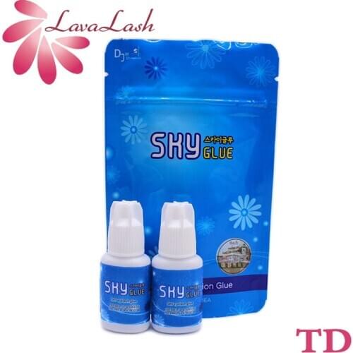 2 Bottles Sky Glue TD Type White Cap Korea Eyelash Extensions 5ml Beauty Shop Lasting Low Stimulation Makeup Tools Transparent