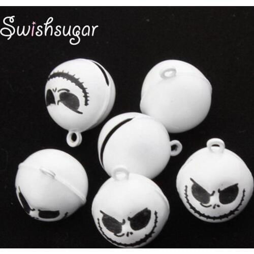 Jack Skellington Skull Head Jingle Bell Charms Fit Bracelet Festival Holiday Decoration