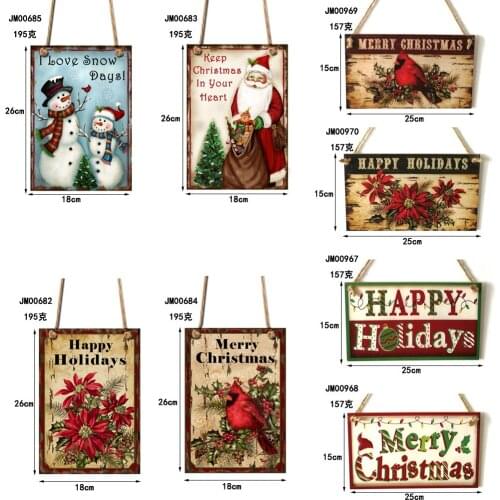 Merry Christmas Plaque Wooden Hanging Sign Decorative Ornaments Hanging Decoration for Christmas Tree Wall