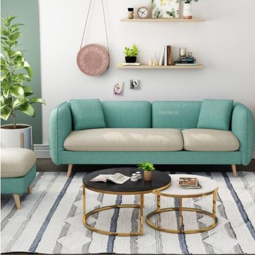 Nordic Modern Fabric Sofa Small Apartment Living Room Sofas Home Bedroom Furniture Creative Rental Room Single Double Seat Sofa