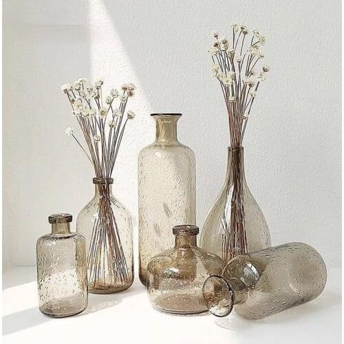 Europe Vintage Glass Vases Flower Pot Flower Vase Decoration Home Ins Living Room Nordic Decor Dried Flower Hydroponic Bottle