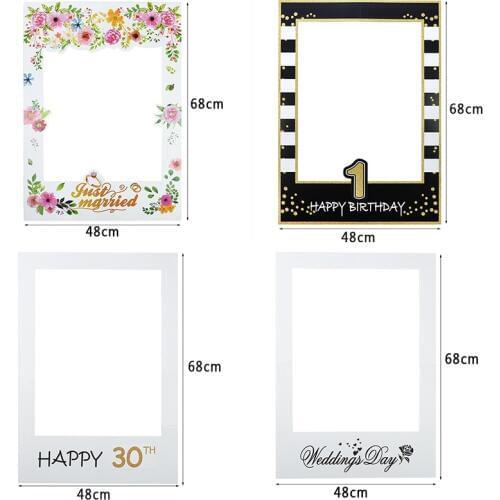 Wedding Birthday Photo Booth Props Frame 1 30 40 50 60 Boy or Girl Happy New Year Photo Booth Frame Wedding Birthday Decorations