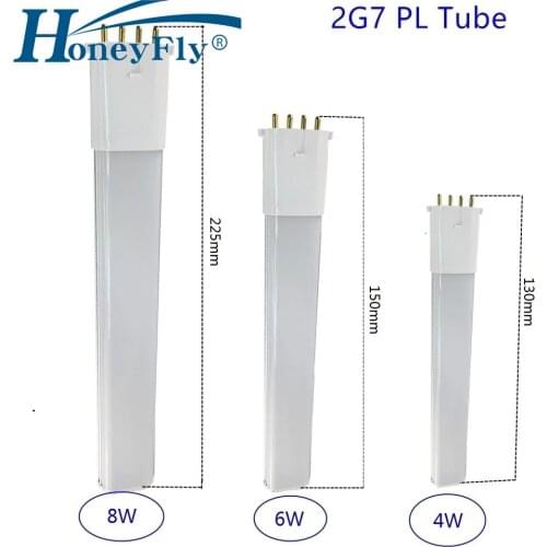HoneyFly 2G7 Led Tube Lamp Pl 2g7 4pin Light 6W 8W 12W 100-265V Cabinet Table Lamp Bulb Tube PC Cover Replace CFL Light