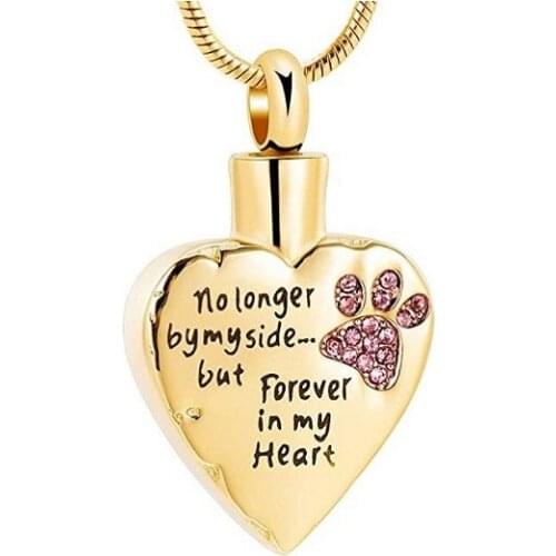 IJD9981 No Longer by My Side,But Forever in My Heart Cremation Urn Necklace for Pet Dog Cats,Pet Memorial Urn Necklace