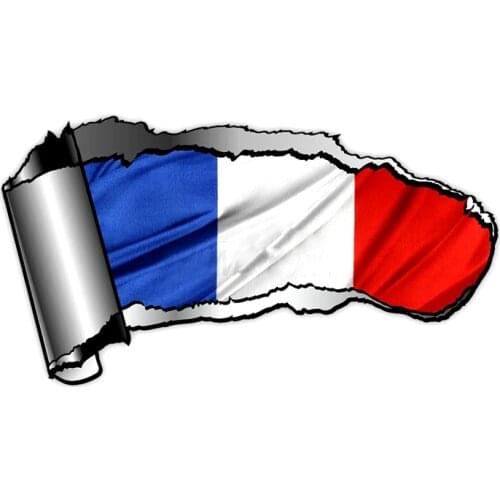 Interesting Car Sticker Accessories Open Gash Design with French Flag 3D Decal Car Window Waterproof PVC 13cm X 13cm