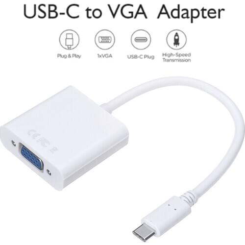 Newest Type-C 3.1 Male to Female VGA Monitor/Projector Cable Adapter USB-C Connector Cables for MacBook Chromebook Dell Lenovo