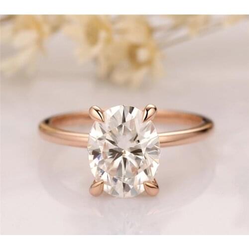 RandH 1.0Carat 7×5mm Oval Cut G14K Yellow Gold DEF Moissanite Solitaire Stone Simple Styel Rings For Women Jewelry Anniversary