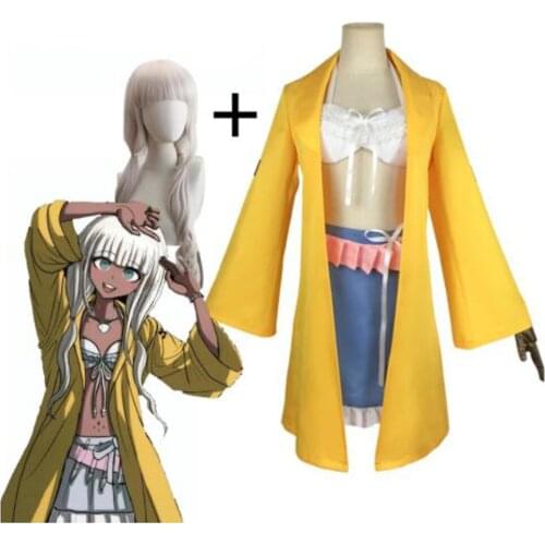 Danganronpa V3 Killing Harmony Angie Yonaga Cosplay Costume Anime Long Wig Skirt Trench Halloween Carnival Party Suit Sexy Girl