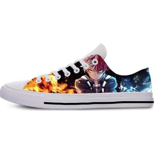 Anime Boku No My Hero Academia Todoroki Shoto Cool Casual Cloth Shoes Low Top Lightweight Breathable 3D Print Men women Sneakers