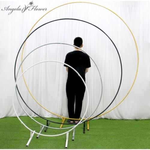 Round Wrought Iron Wedding Arch Props Circle Stand Outdoor Wedding Backdrop Birthday Party Decoraion Flower Shelf Balloon Frame