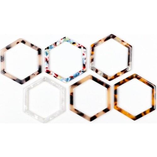 Leopard Print,Tortoise Shell Earring Charm,Acetate Acrylic,Hexagon Shaped,Boho,Earring Parts,Ohrringe finding,44X39mm-ACE265
