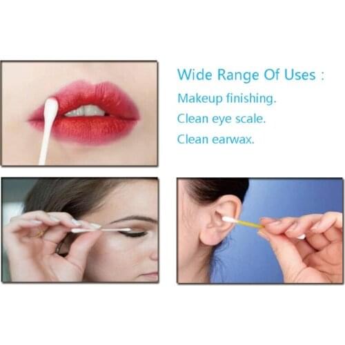 M76F 100Pcs Double Tipped Cotton Swabs with Wooden Handle Biodegradable Cotton Buds Applicator Ear Wax Removal Dust Dirt Sticks