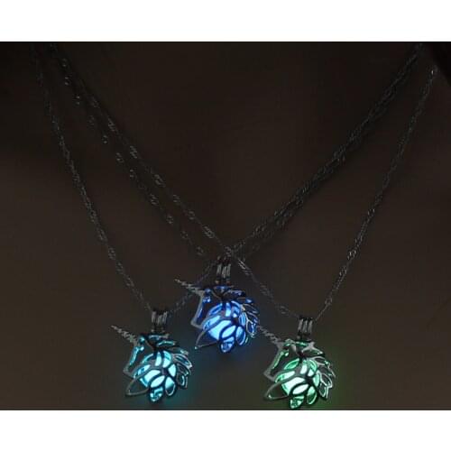 Cute Luminous Jewelry Choker 3 Colors Christmas Gift For Women Necklace Fashion Charm Glowing Unicorn Pendant Necklace
