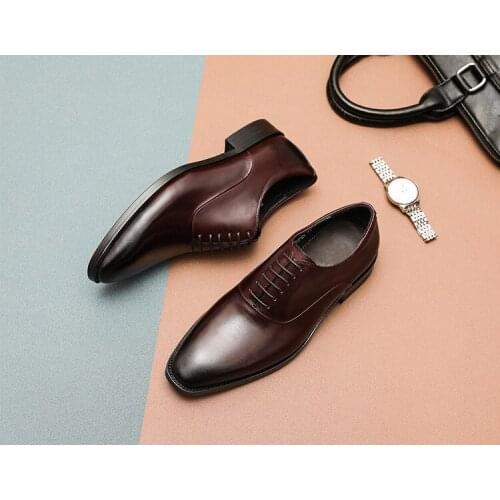 Mens leather shoes 2020 new British high quality top layer cowhide mens handmade business dress shoes pointed toe shoejx