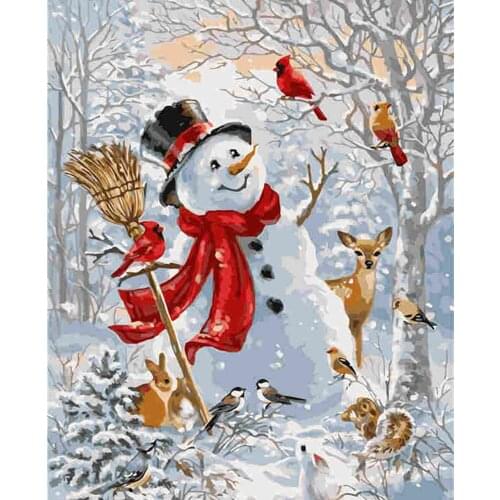 Snowman CartoonOil Painting Paint By Numbers ForAdultsPictures By Number Decoration Livingroom Zero Foundationnew Painter40X50cm