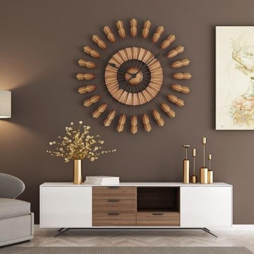Living room wall clock wall hanging retro fashion modern minimalist clock bedroom ultra-quiet clock creative wall watch
