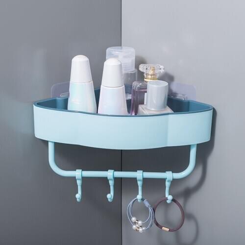 Free Punch Wall Corner Bathroom Shelves Shelf With Hook Bathroom Accessories Shampoo Shower Shelf Holder Storage Rack Organizer