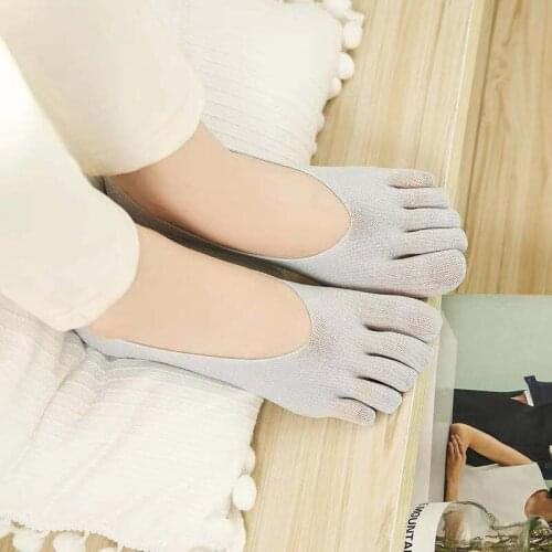 2021 New Five Finger Socks Summer Silver Sexy Ultra Thin Anti Slip Socks with Silicone Not Falling with Invisible Boat Socks