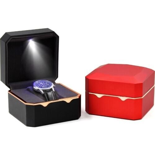 New Fashion LED Watch Box Luxury Jewelry Bracelet Watch Box With Pillow Package Case Storage Stand Holder