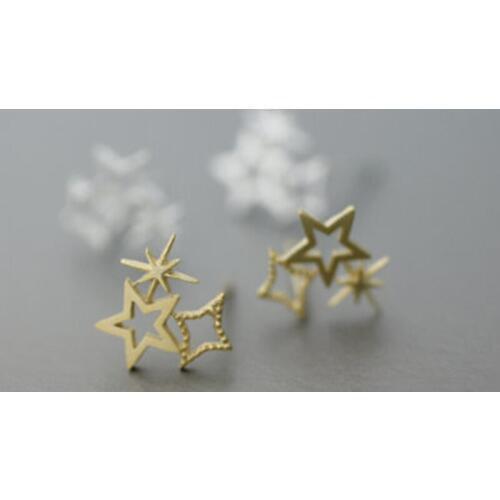 Wholesale 30 Pairs Fashion Triple Star Studs Earrings Silver Plated Earing Jewelry For Women Kids Free Shipping