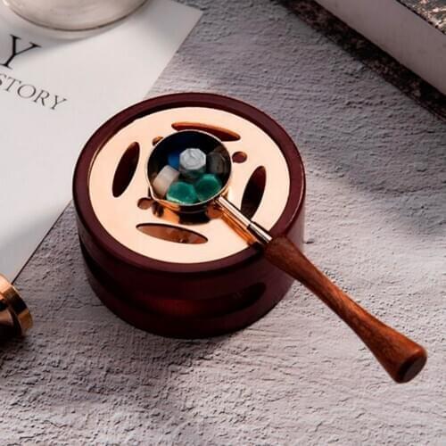 Retro Wax Seal Melting Furnace Solid Wood Oven Furnace Wax Pot Beads Sticks Heater Wax Warmer Decorative Craft for Candle Stamp