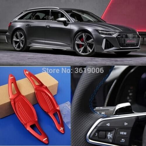 Fit For Audi RS6 2019-20 2pcs Alloy Steering Wheel DSG Paddle Extension Shifters Cover No Logo