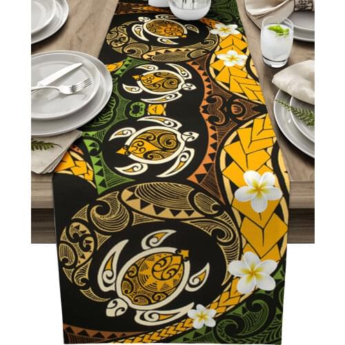 Polynesian Texture Table Runner Modern Party Dining Table Runner Wedding Table Decor Tablecloth and Placemats