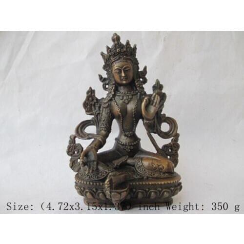 Elaborate China Tibet hand-carved old copper guanyin bodhisattva