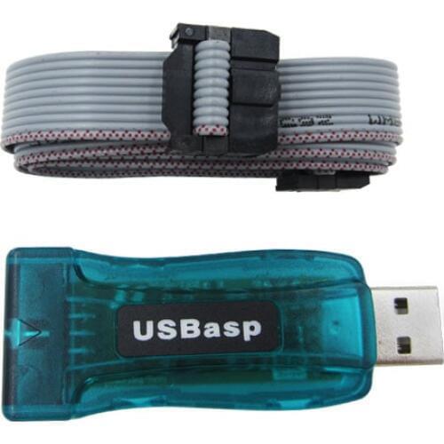 1Lot=2PCS=1PCS USBasp USB ISP 5V AVR Programmer USB ATMEGA8 ATMEGA128 with shell +1PCS 10PIN Wire Support Win7 64Bit