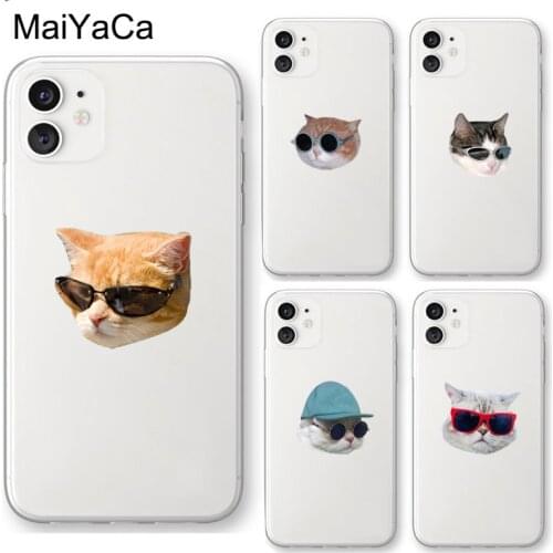 Cool Kitties Meme Cats With Glasses Clear Case For iPhone XR X XS Max 11 12 Pro Max mini SE 2020 6S 7 8 Plus Back Cover