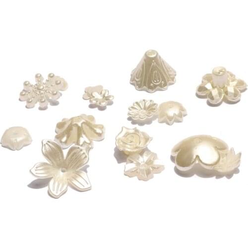 Various Kinds Beige Imitation Pearl Beads Flower Bead Caps Spacer Acrylic Beads For Jewelry Making Diy Findings Supplies