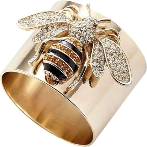 Luxury Exquisite Bee Shape Inlaid Zircon Ring for Women Fashion Wild Wedding Party Cocktail Jewelry Accessories