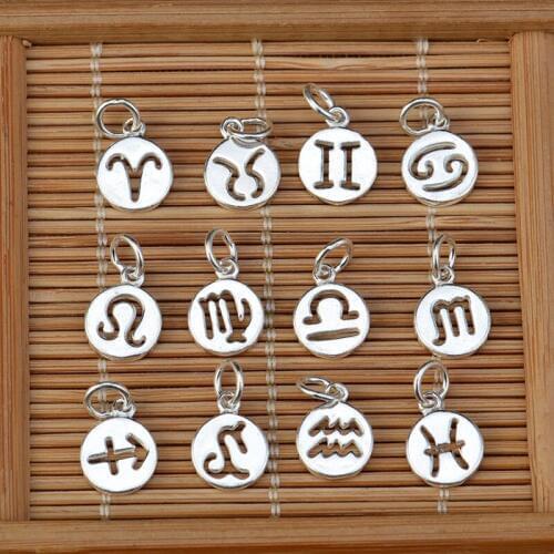 S925 sterling silver natural shell twelve constellation pendant pendant accessories bracelet necklace jewelry pendant accessorie