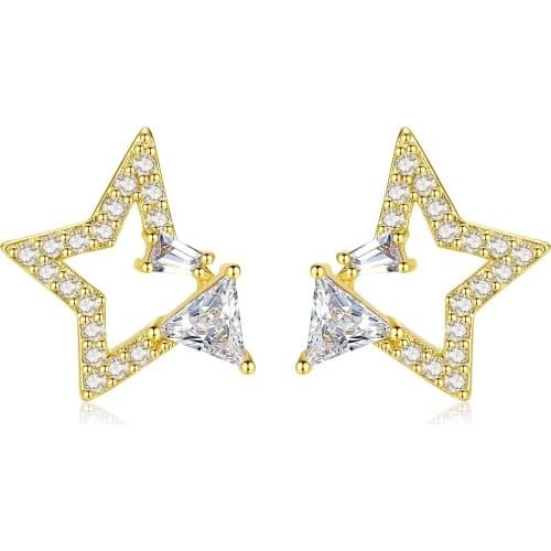 LUOTEEMI Brand Trendy Sparkling CZ Exquisite Star Stud Earrings for Women Fashion Jewelry Pendientes Mujer Moda Christmas Gift