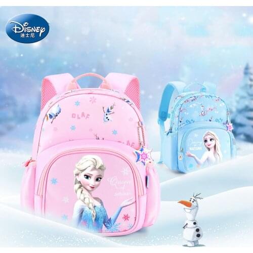 Disney Kindergarten School Bag Girl Child 3-6 Years Old Blue Cute Cartoon Pink Aisha Princess Frozen Preschool Girl Backpack