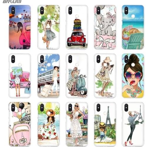 Soft Case For Xiaomi Redmi 9a 7a 8a Note 10 9 8 7 Pro Max 10s 9s 8T Prime 9at 5G Fashion Cover Pink Travel Girl
