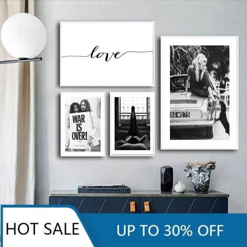 Nordic Black White Girl with Dog Photo Wall Art Canvas Painting Posters Prints Love Letter Pictures for Aesthetic Home Decoratio