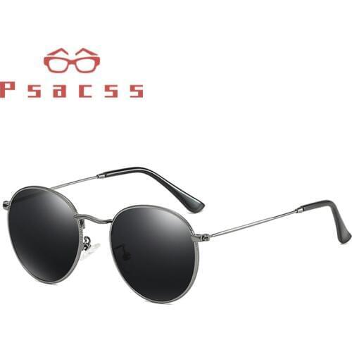 PSACSS 2020 Polarized Round Sunglasses Women/Men Small Metal Frame Brand Designer Drivers Vacation Vintage Glasses Shades UV400
