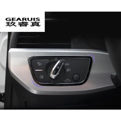 Car styling interior cover trim strip headlight buttons panel decorative Blue/Black stainless steel sticker for Audi A4 B9 2017