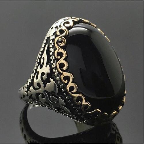 Fashion vintage Black zircon Rings for women men New trendy retro pearl Ring classic copper Rings male female engagment gift