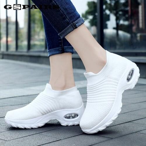 Plus Size 35-43 White Sneakers Shoes Women Comfortable Air Cushion Casual Shoes Ladies Breathable Mesh Sneakers Tenis Feminino